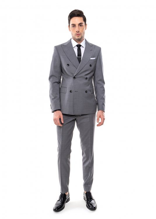 Fragosto Κοστούμι με σταυρωτό κούμπωμα - S STA4776 011 Grey