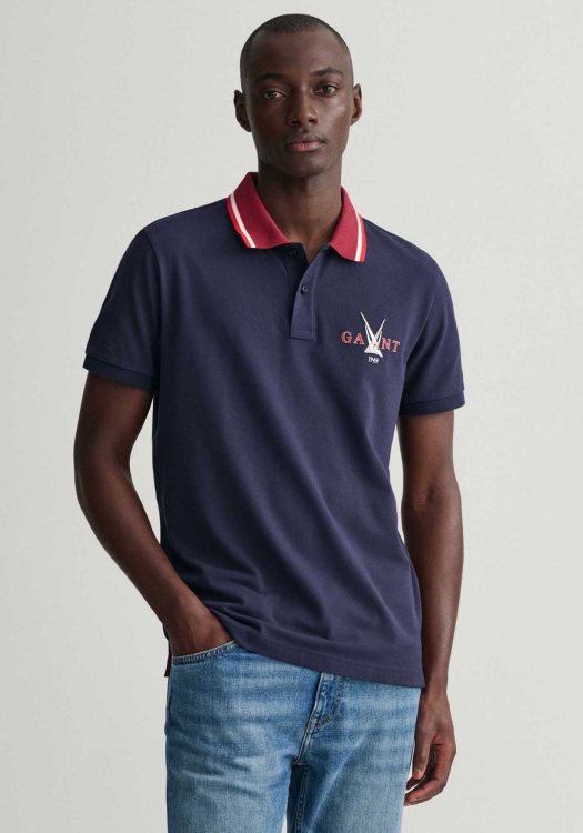 GANT Piqué Polo Μπλούζα της σειράς Sail - 2062015 433 Evening Blue