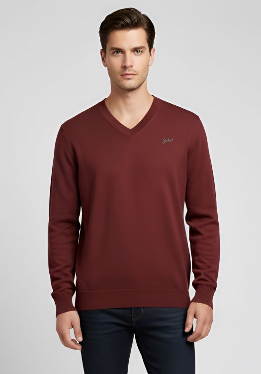 Schott N.Y.C. Pullover της σειράς V Neck - PL PACK Bordo