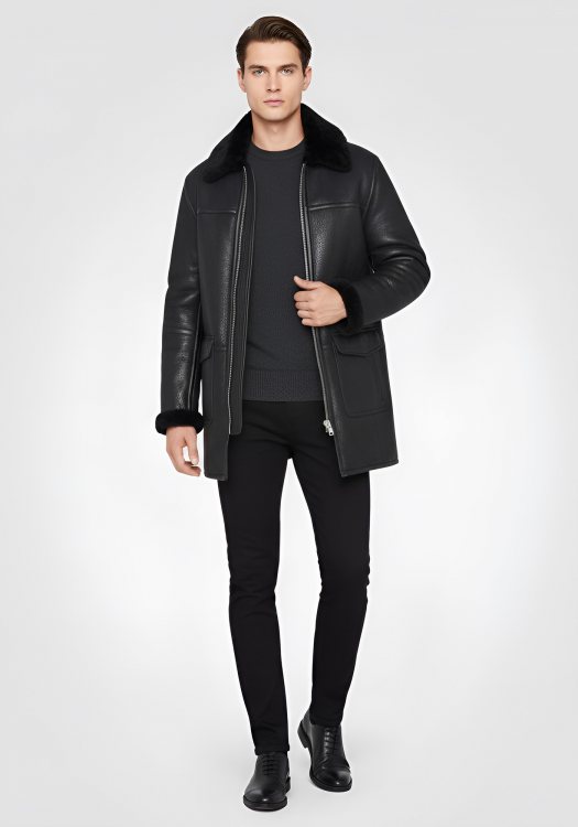 Schott N.Y.C. Δερμάτινο Μακρύ Παλτό της σειράς Lccolorado - Lccolorado Black