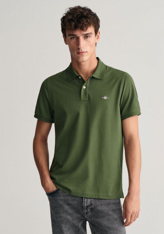 GANT Pique Polo Μπλούζα της σειράς Shield - 2210 313 Pine Green