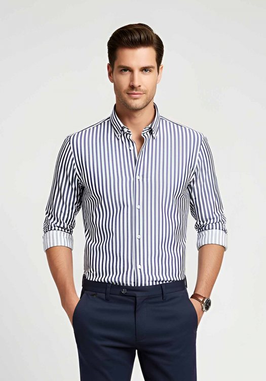 Fragosto Πουκάμισο της σειράς Stripe - FRST25 1515 5 Blue