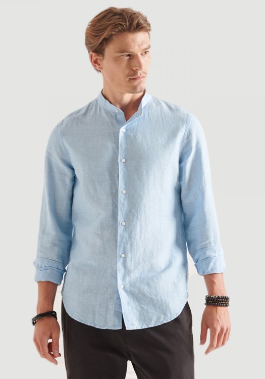 Superdry Λινό Πουκάμισο της σειράς Linen - M4010476A 8H8 Light Chambray