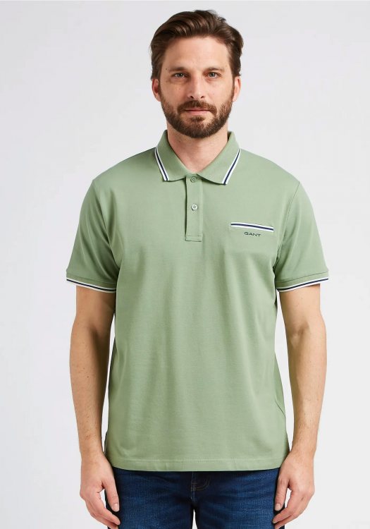 GANT Polo Μπλούζα της σειράς Tipped Piqué - 2003170 632 Kalamata Green