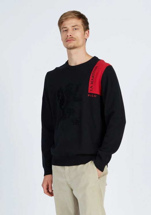 La Martina Πλεκτή Μπλούζα της σειράς Tricot - UMSE32 YC024 09999 Black
