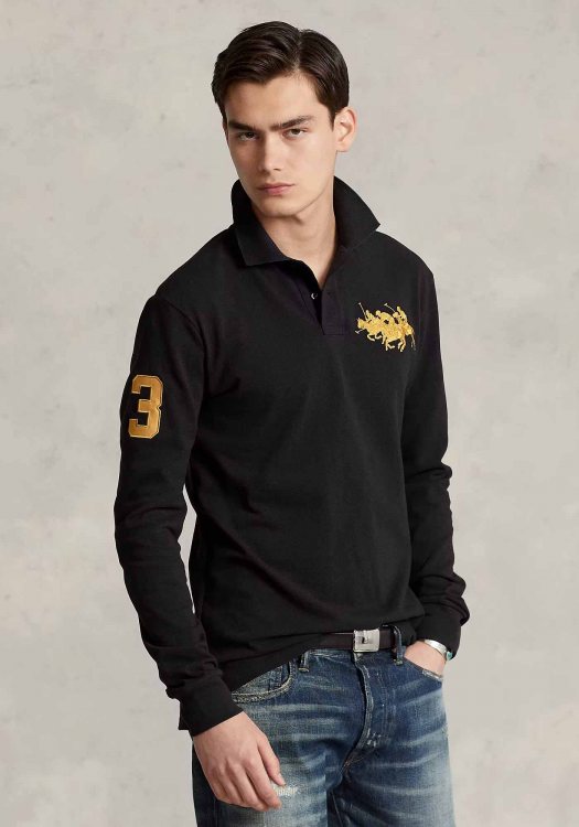 Polo Ralph Lauren Mesh Polo της σειράς Triple Pony - 710880188 001 Black