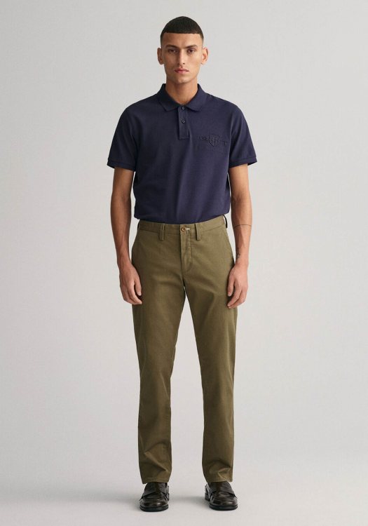 GANT Υφασμάτινο Παντελόνι της σειράς Twill - 1505221 301 Juniper Green