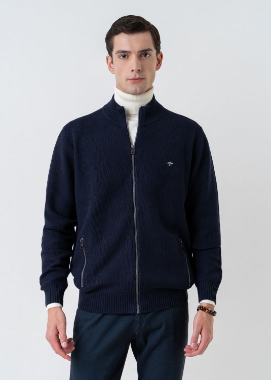 Fynch Hatton Πλεκτή ζακέτα της σειράς Cardigan Zip - 1314 361 690 Navy 