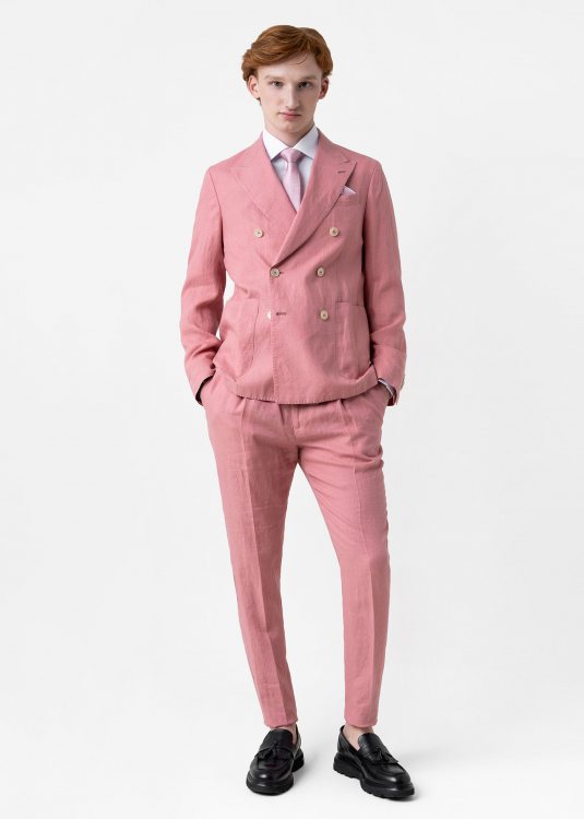 Manuel Ritz 2 Pieces Σταυρωτό Κοστούμι της σειράς Linen -  3432A3738L 14 Pink