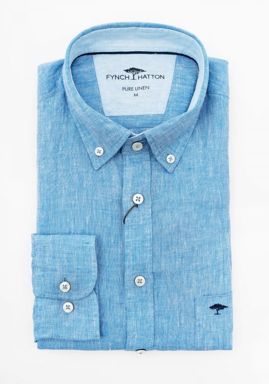 Fynch Hatton Πουκάμισο της σειράς Linen - 1413 6000 604 Crystal Blue