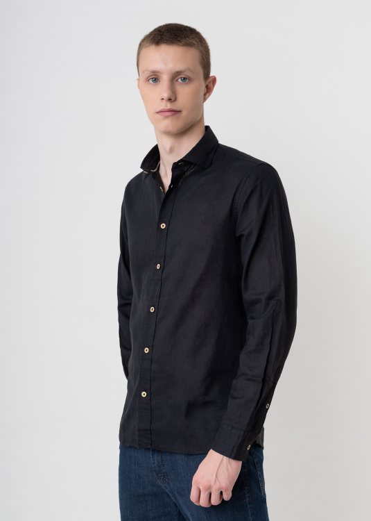 Hamaki Ho Πουκάμισο της σειράς Linen - CE1232H Black