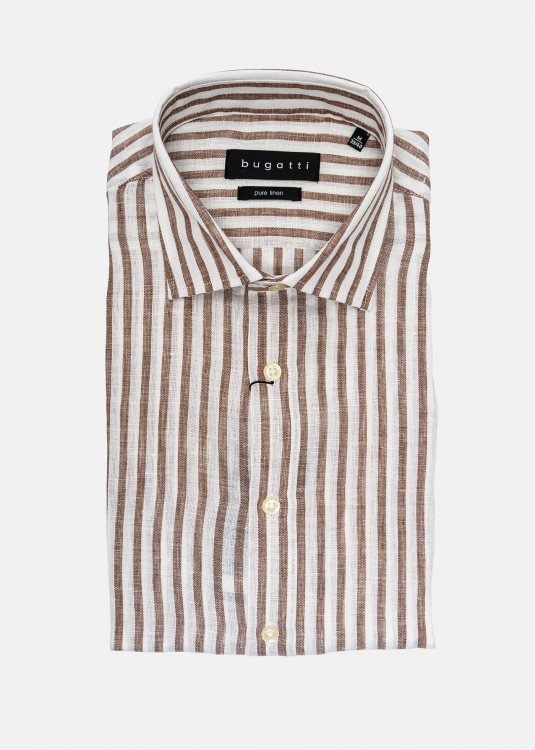 Bugatti Λινό Πουκάμισο της σειράς Linen - 9150 78901C 70 Brown