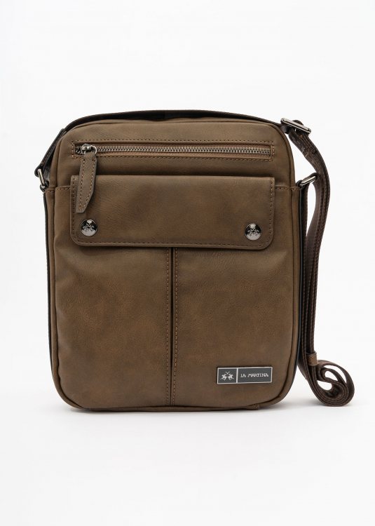 La Martina Δερμάτινη Crossbody Τσάντα της σειράς Donato - LMBO01179T Brown