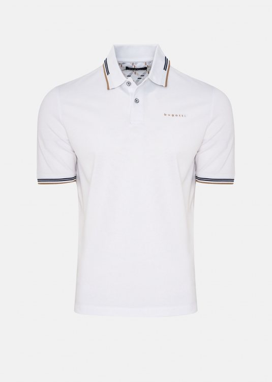 Bugatti Polo Μπλούζα της σειράς Stripe - 8150 75031C 10 White