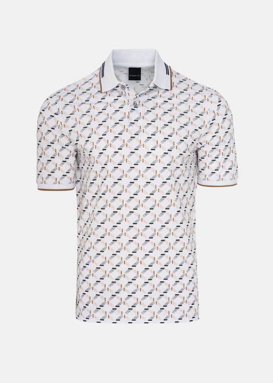 Bugatti Polo Μπλούζα της σειράς Print - 8150 75032C 10 White