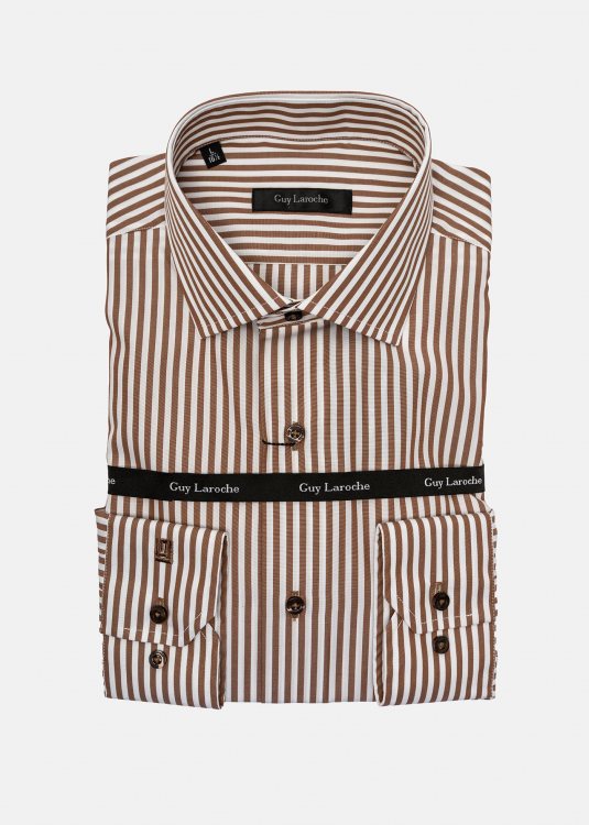 Guy Laroche Πουκάμισο της σειράς Stripe - GLES18260 CL 1 Brown