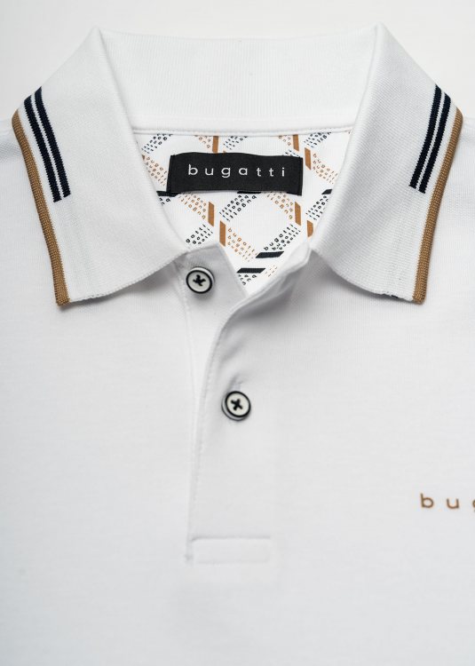 Bugatti Polo Μπλούζα της σειράς Stripe - 8150 75031C 10 White