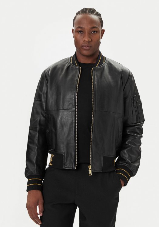 Versace Jeans Couture Δερμάτινο Μπουφάν της σειράς Bomber - 79GAVP06 899 Black