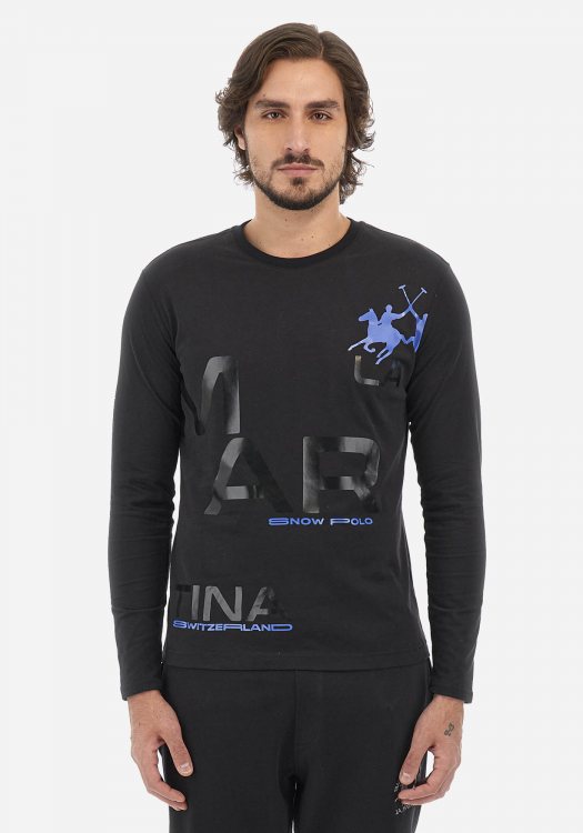 La Martina Μπλούζα της σειράς Iconos - WMR311 JS342 09999 Black