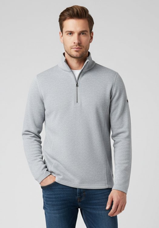 Wellensteyn Zip Troyer της σειράς Naples Men - NAPM 1000 Light grey melange/ Silver reflective