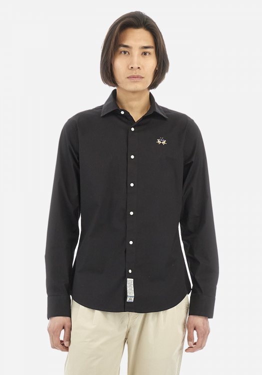 La Martina Πουκάμισο της σειράς Man Poplin - YMC002 PP483 0999 Black