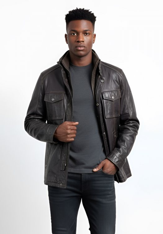 Milestone Δερμάτινο Jacket της σειράς Enke - 231046 20047 29 Dark Brown