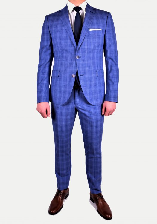 Fragosto Ανδρικό Κουστούμι Slim fit - Check Blue