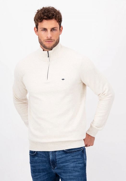 Fynch Hatton Pullover της σειράς Zip Troyer - 1314 222 823 Off White