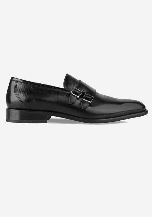 BOSS Shoes Δερμάτινα Monk Παπούτσια της σειράς Point - B7734 Black