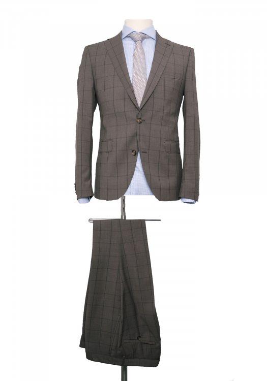  Fragosto Slim Fit  Suit - Brown Check  