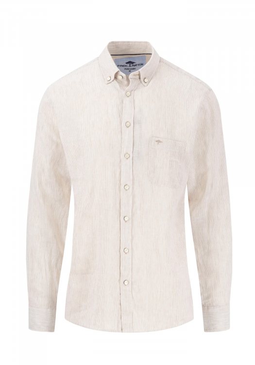 Fynch Hatton Λινό Πουκάμισο της σειράς Striped - 1504 6160 837 Sand