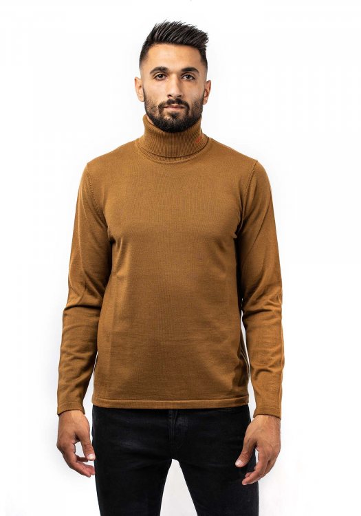 HUGO Slim-fit turtleneck sweater - 50402582 250-Brown