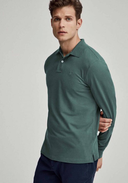 Hackett Polo μπλούζα σε στενή γραμμή - HM550621 604-Green