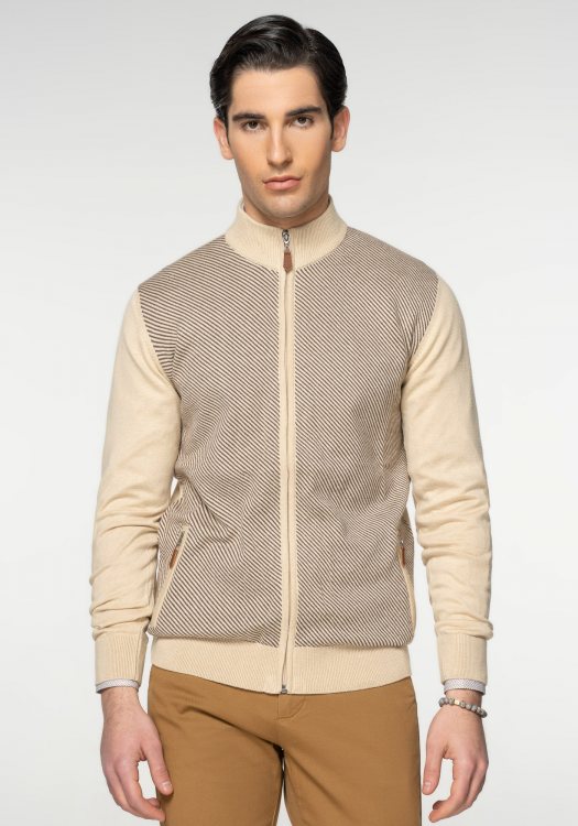 Artisti Italiani Πλεκτή ζακέτα της σειράς Cardigan Zip - A127306 2 Beige