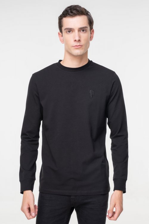 Karl Lagerfeld T Shirt της σειράς Crewneck LS - 755028 534221 990 Black