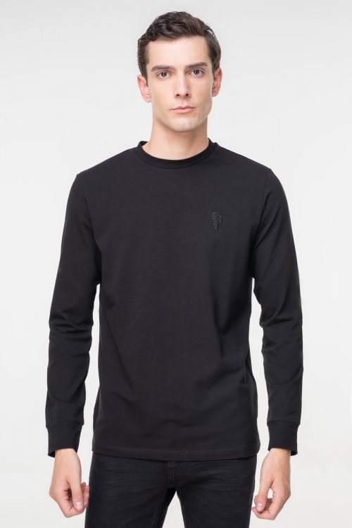 Karl Lagerfeld T Shirt της σειράς Crewneck LS - 755028 544221 990 Black