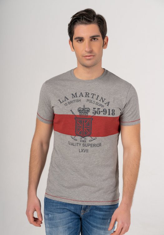 La Martina Κοντομάνικη Μπλούζα της σειράς Man T Shirt - TMRE31 JS206 01002 M.H. Grey