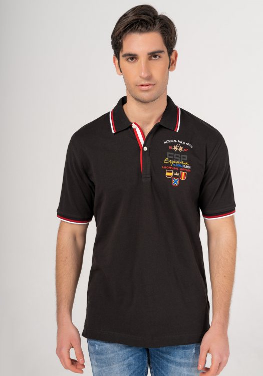 La Martina Polo Μπλούζα της σειράς Man Polo - TMP312 JS303 09999 Black 