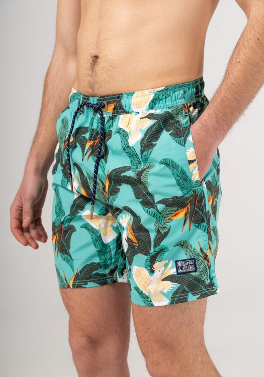 Superdry Μαγιό της σειράς Hawaiian Swimshort - M3010193A 5XT Paradise Bird Aqua