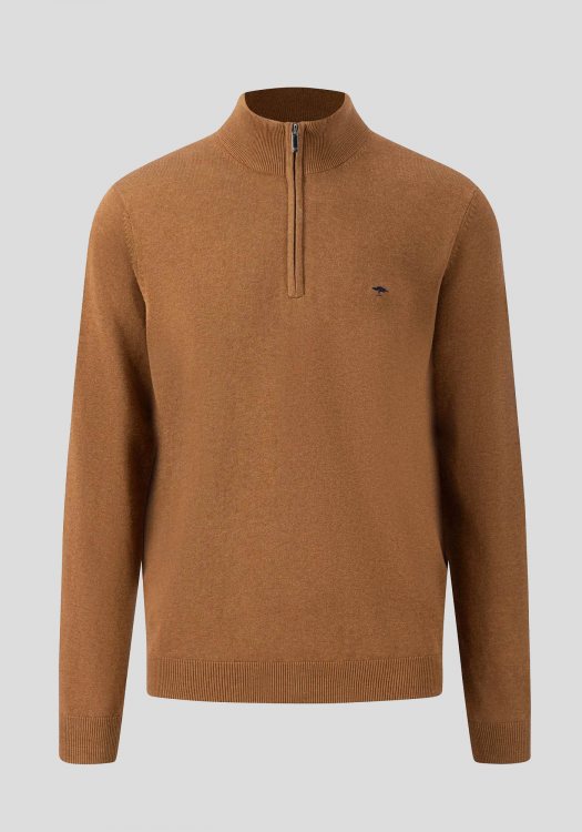 Fynch Hatton Pullover της σειράς Zip Troyer - 1314 215 801 Walnut Brown