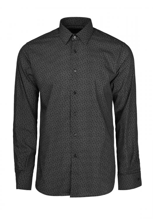 Ανδρικό πουκάμισο με LogoGram σε στενή γραμμή 605003 - Black 990