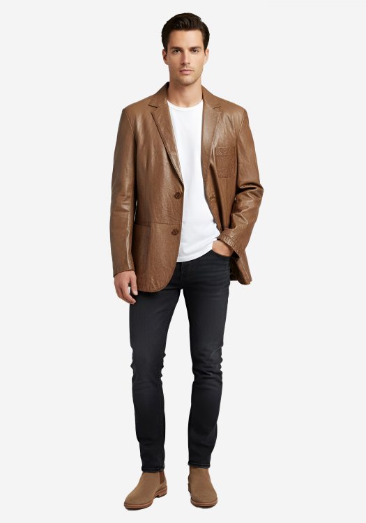 Milestone Δερμάτινο Blazer της σειράς Emirate - 811001 20536 26 Cognac