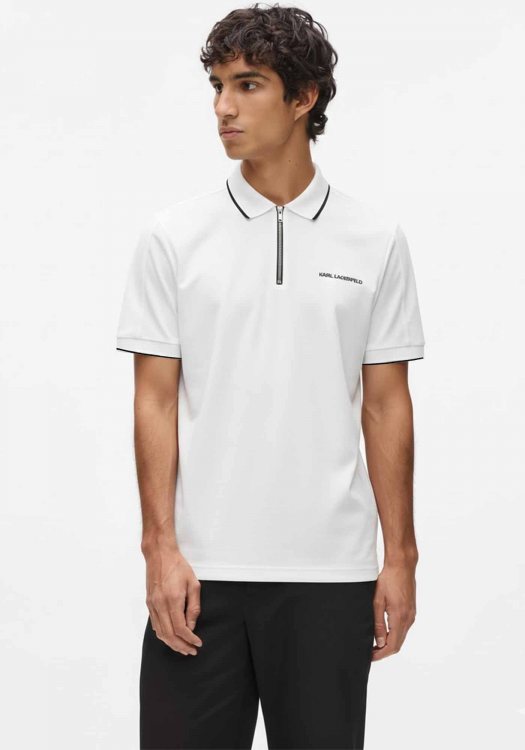 Karl Lagerfeld Polo Μπλούζα Zip Polo - 745003 562200 10 White