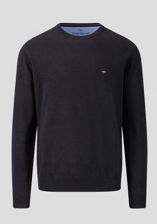 Fynch Hatton Πλεκτή μπλούζα της σειράς Superfine Cotton - 1414 210 999 Black