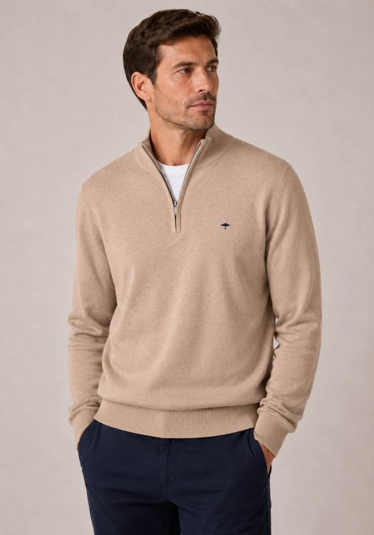 Fynch Hatton Pullover Zip Troyer - SFPK215 864 Taupe